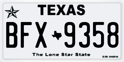 TX license plate BFX9358