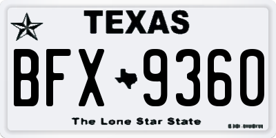 TX license plate BFX9360
