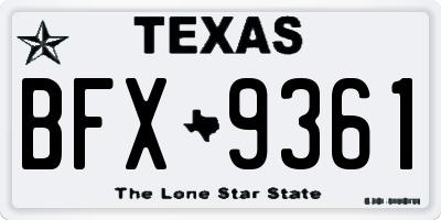 TX license plate BFX9361