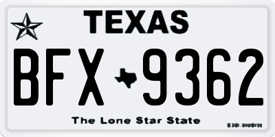 TX license plate BFX9362