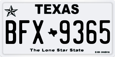 TX license plate BFX9365