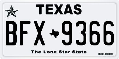 TX license plate BFX9366