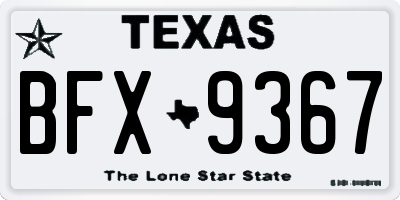 TX license plate BFX9367