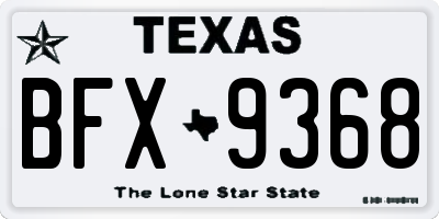 TX license plate BFX9368
