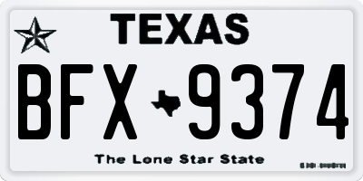 TX license plate BFX9374