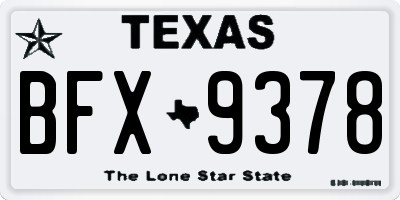 TX license plate BFX9378