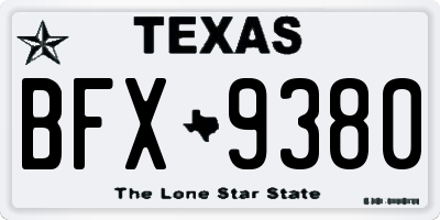 TX license plate BFX9380