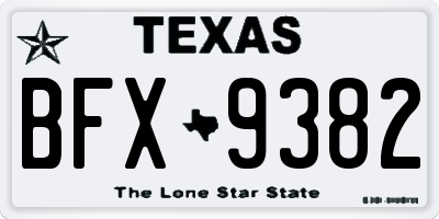 TX license plate BFX9382