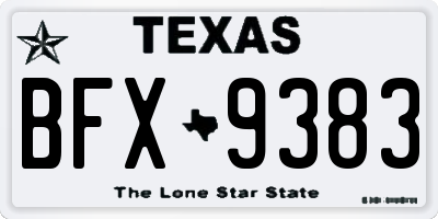 TX license plate BFX9383