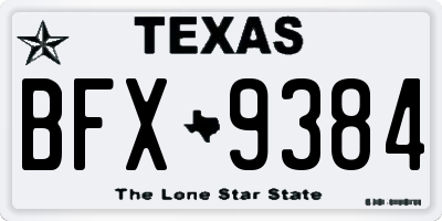 TX license plate BFX9384