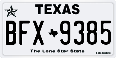 TX license plate BFX9385