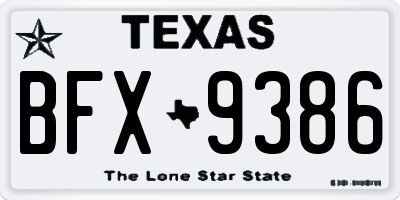 TX license plate BFX9386