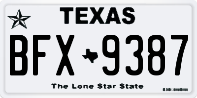 TX license plate BFX9387