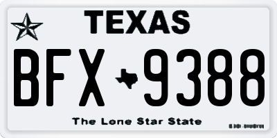 TX license plate BFX9388