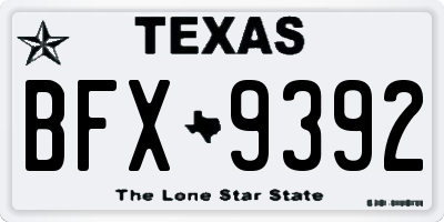 TX license plate BFX9392