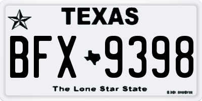TX license plate BFX9398