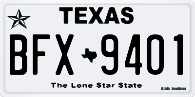TX license plate BFX9401