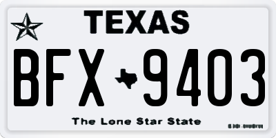 TX license plate BFX9403