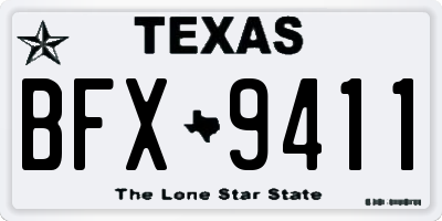 TX license plate BFX9411