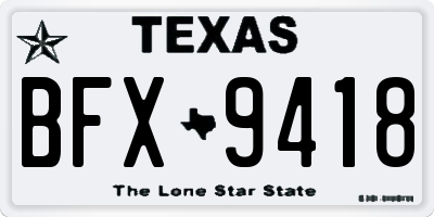 TX license plate BFX9418