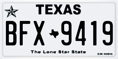 TX license plate BFX9419