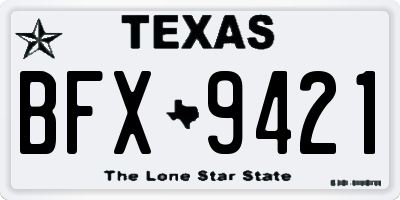 TX license plate BFX9421