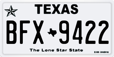 TX license plate BFX9422
