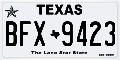 TX license plate BFX9423