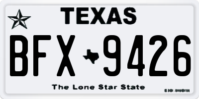 TX license plate BFX9426
