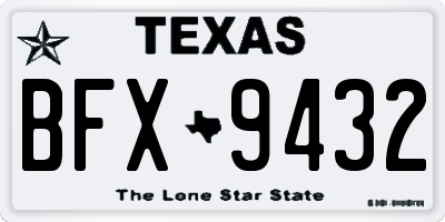 TX license plate BFX9432
