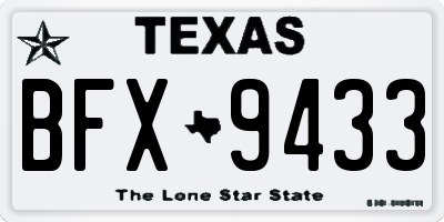 TX license plate BFX9433