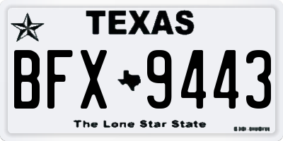 TX license plate BFX9443