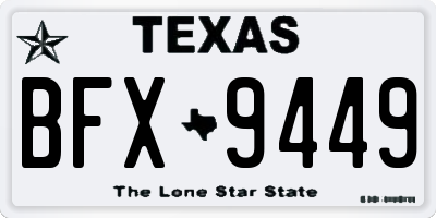 TX license plate BFX9449