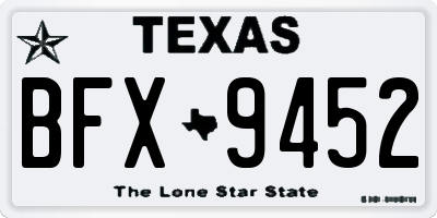 TX license plate BFX9452