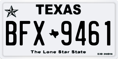 TX license plate BFX9461
