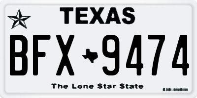 TX license plate BFX9474