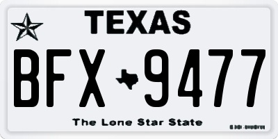 TX license plate BFX9477