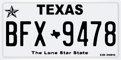 TX license plate BFX9478