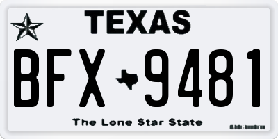 TX license plate BFX9481