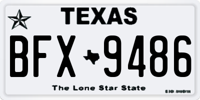 TX license plate BFX9486