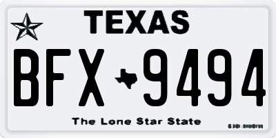 TX license plate BFX9494