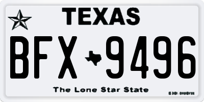 TX license plate BFX9496