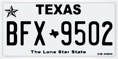 TX license plate BFX9502