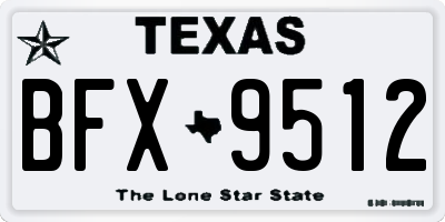 TX license plate BFX9512