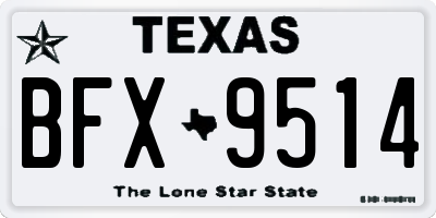 TX license plate BFX9514