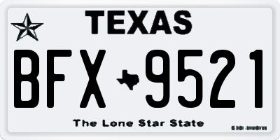 TX license plate BFX9521