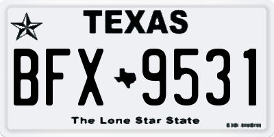 TX license plate BFX9531
