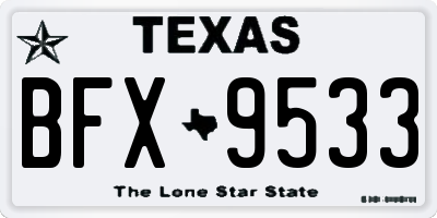TX license plate BFX9533