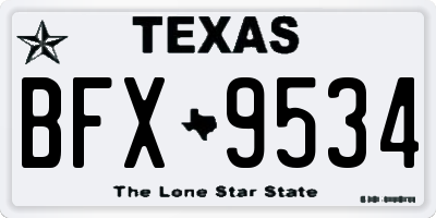 TX license plate BFX9534