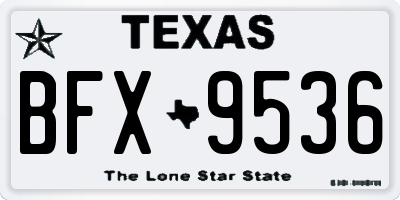 TX license plate BFX9536